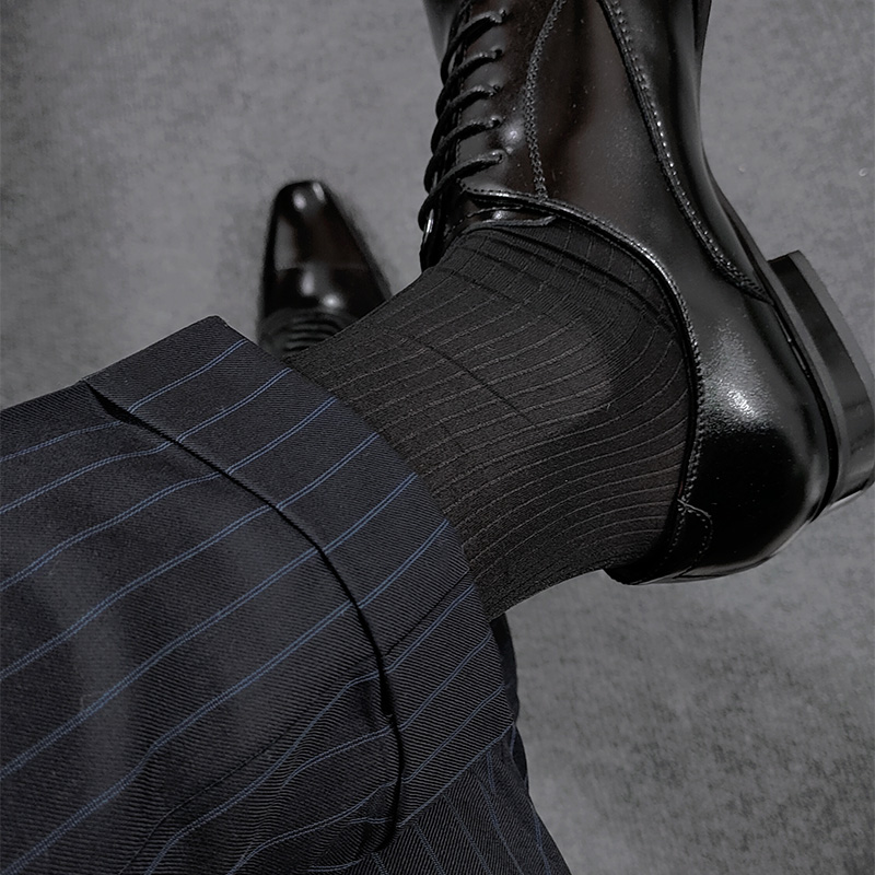 袜子男西装商务锦纶细条纹皮鞋袜