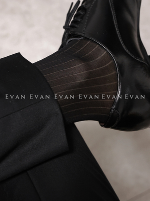 正装黑色宽条纹丝袜日系西装袜