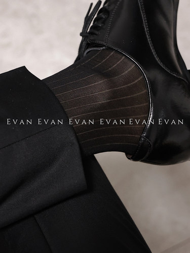 正装黑色宽条纹丝袜日系西装袜