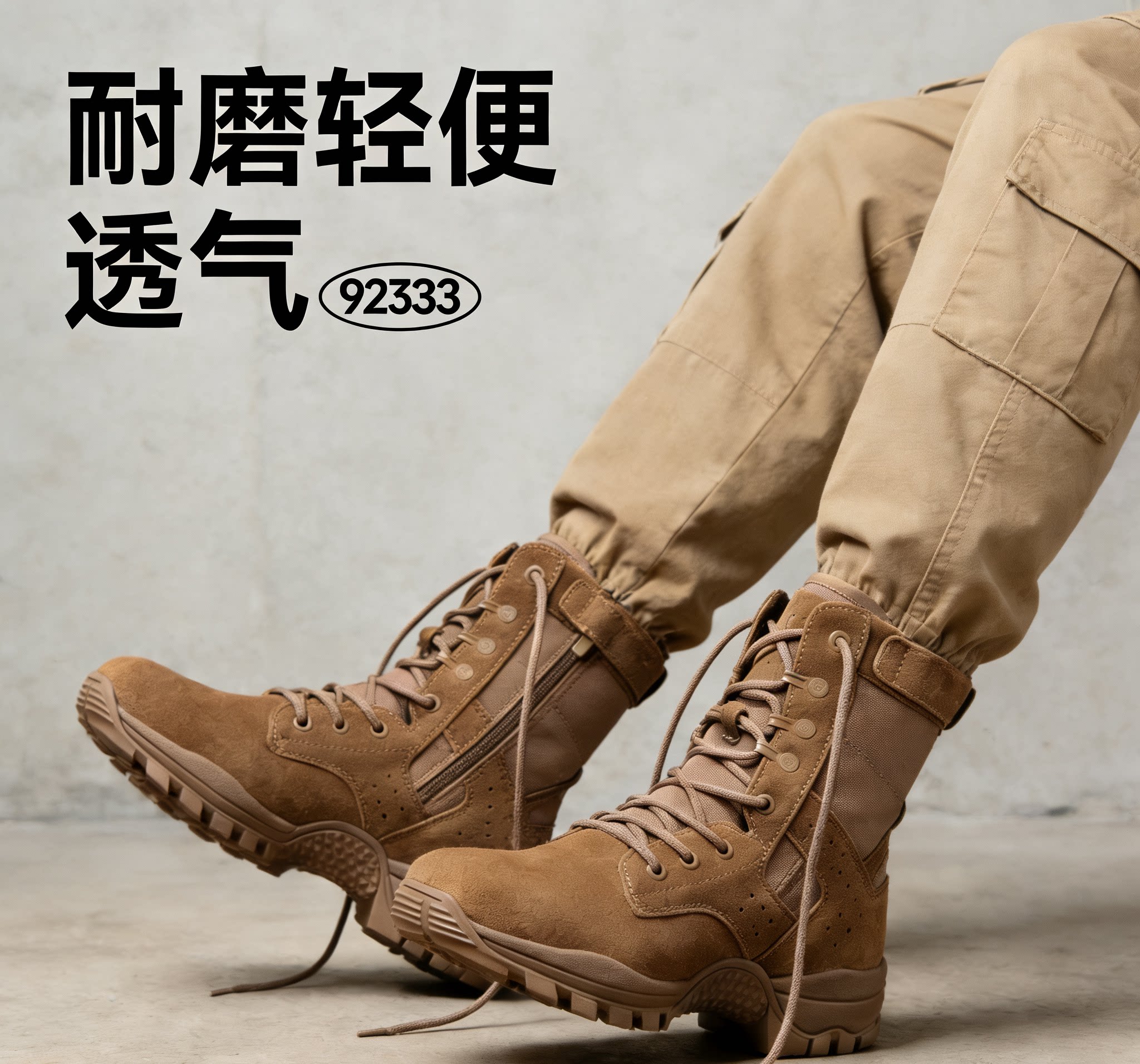 新式棕色作战训靴男户外超轻防水训练靴冬季高帮防滑沙漠靴