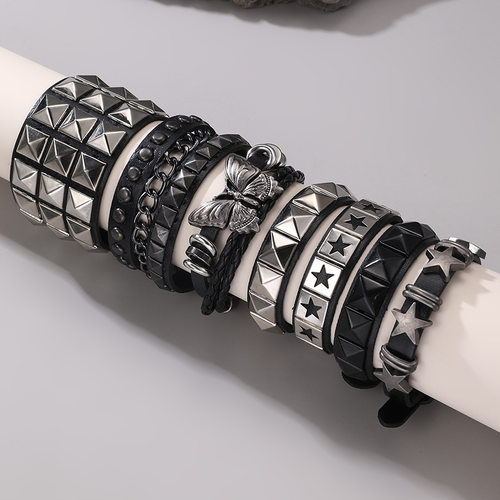 热卖精品款Men Bracelets时尚方形铆钉手链男女通用手饰品