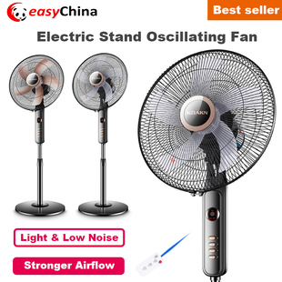 KDAKN Electric Stand Fan Aluminum-Leave Oscillating 16-inch
