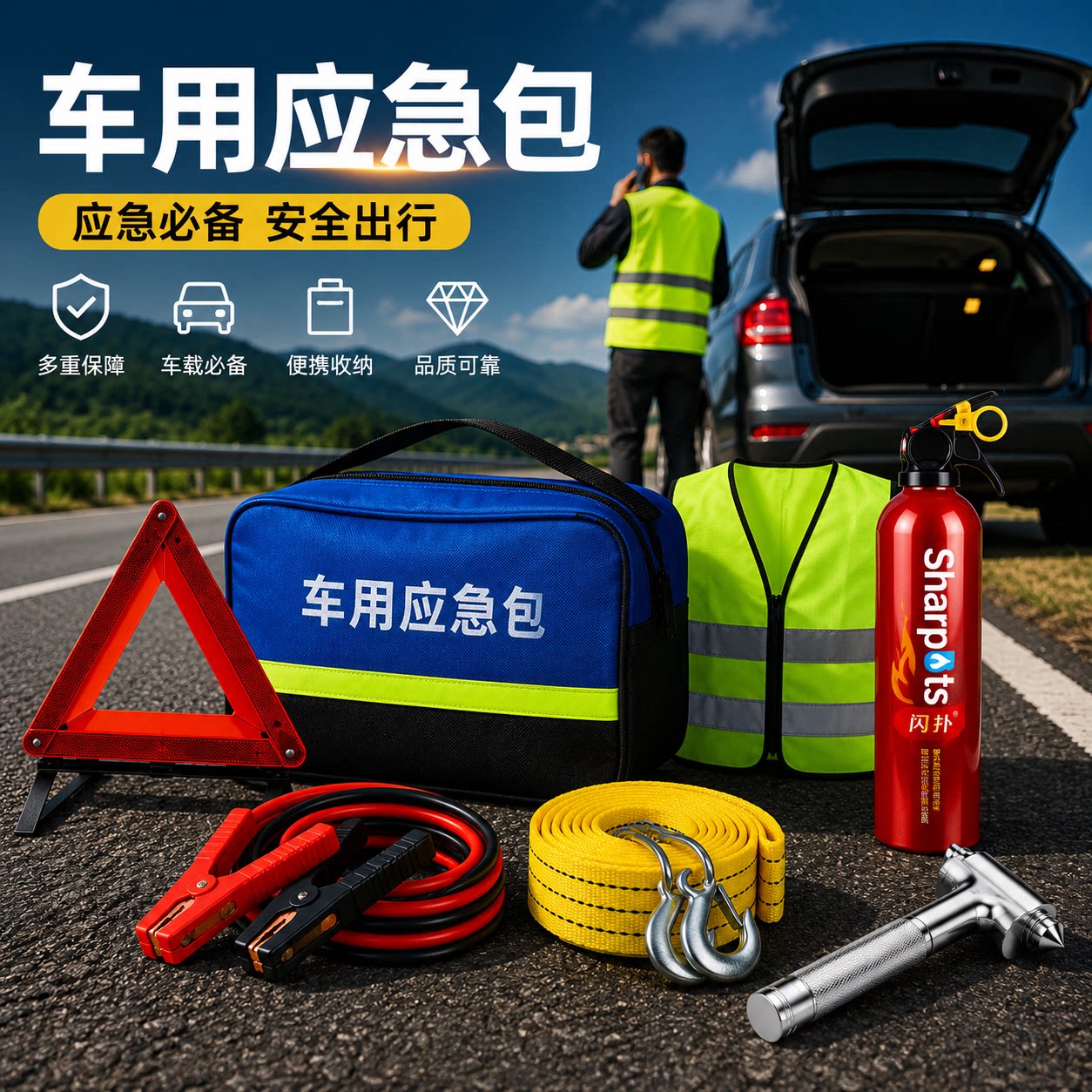 车用应急工具包安全车辆救援急救包三角多功能组合救援包户外套装