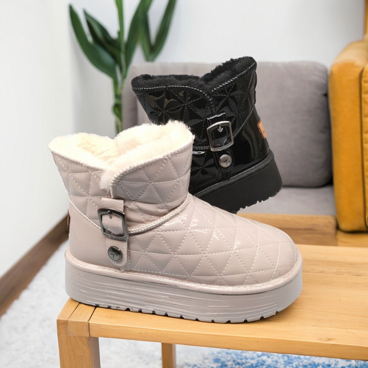 秋冬雪地靴厚底红蜻蜓加厚绒棉鞋