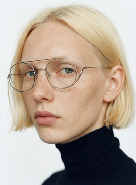 【七夕礼物】JINNNN BOWIE 椭圆形复古银边金属护眼墨镜太阳镜