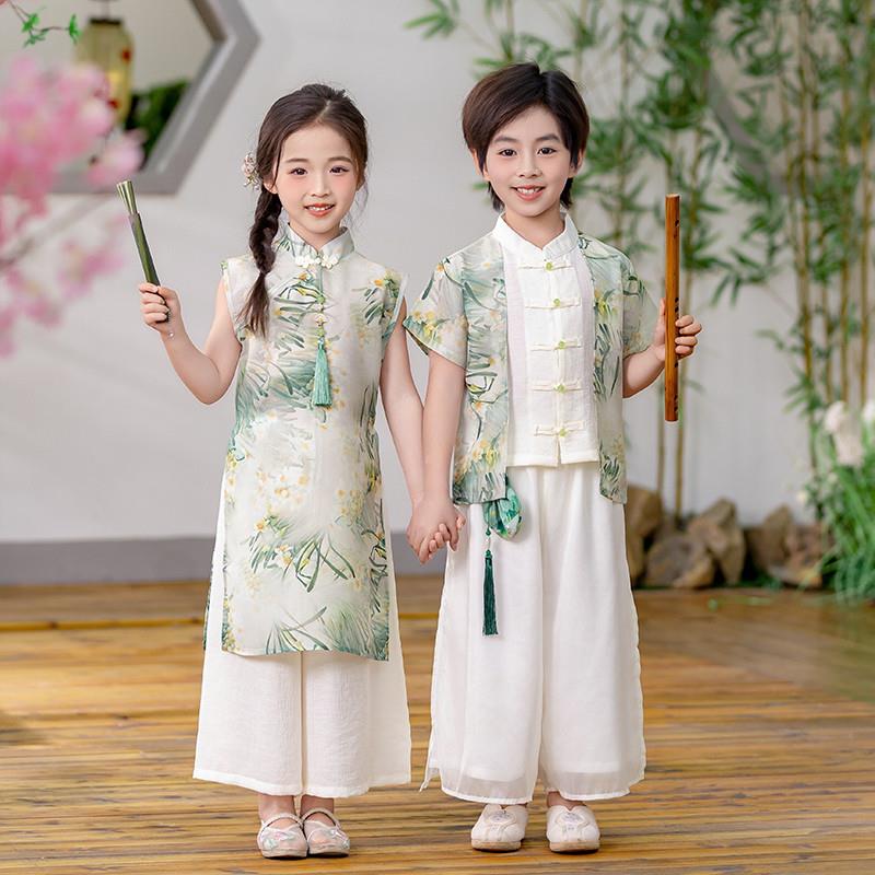儿1童古装上春山汉服幼儿园古筝开笔礼表演服小学生中国风演出服