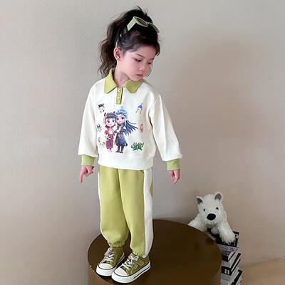 儿.童哪吒服装衣服翻领卫衣套装春秋季新款女宝宝休闲运动两件套5