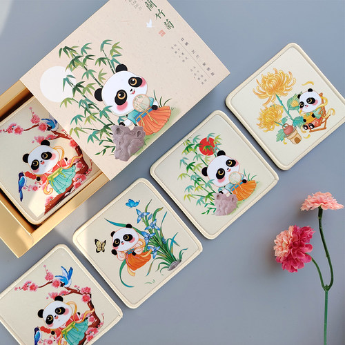 熊猫丝绸杯垫出国中国特色伴手礼