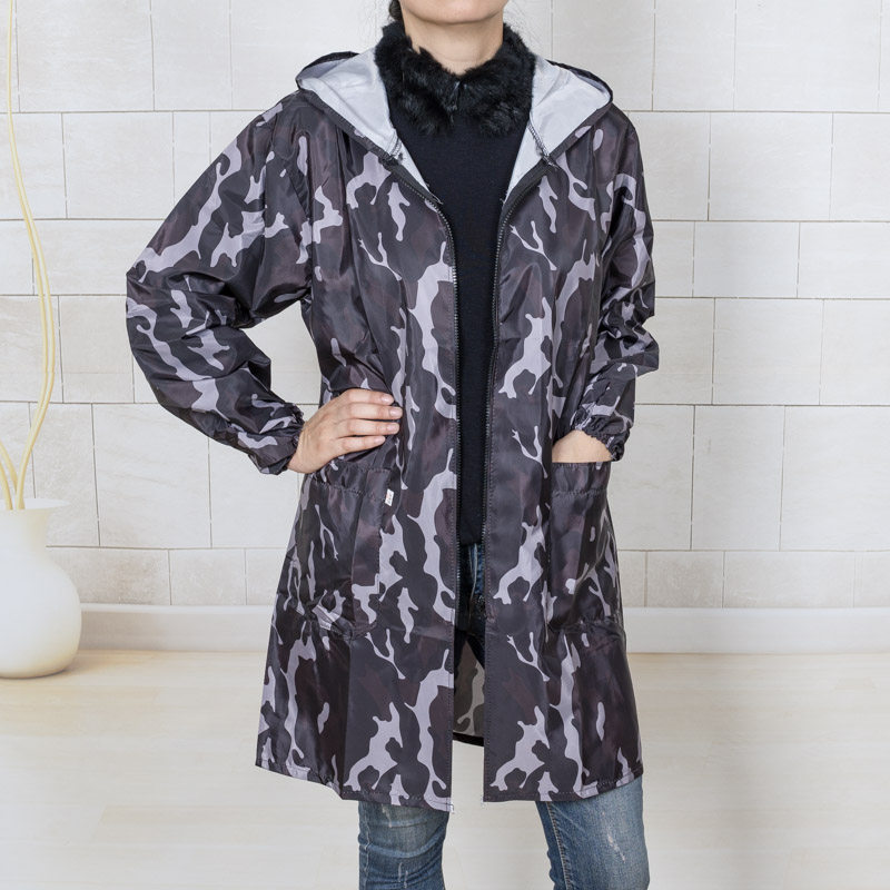 韩版迷彩罩衣成人男女围裙耐磨防尘带帽工作服夏季劳保大褂可拉链