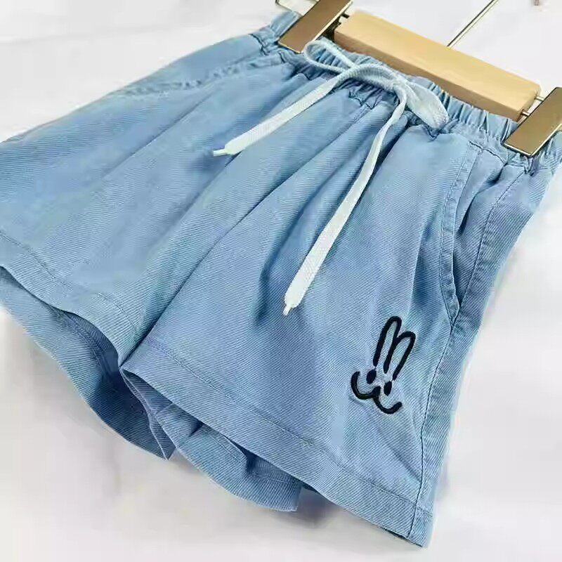 女童牛仔短裤夏季外穿宽松薄裤子韩版时尚洋气女孩夏装冰丝五分裤