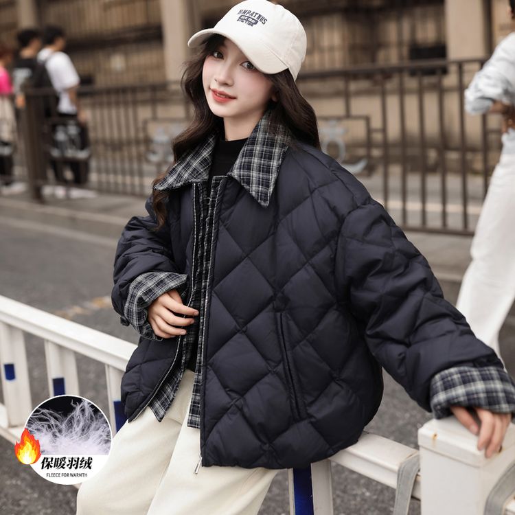 女童加厚时尚假两件羽绒服