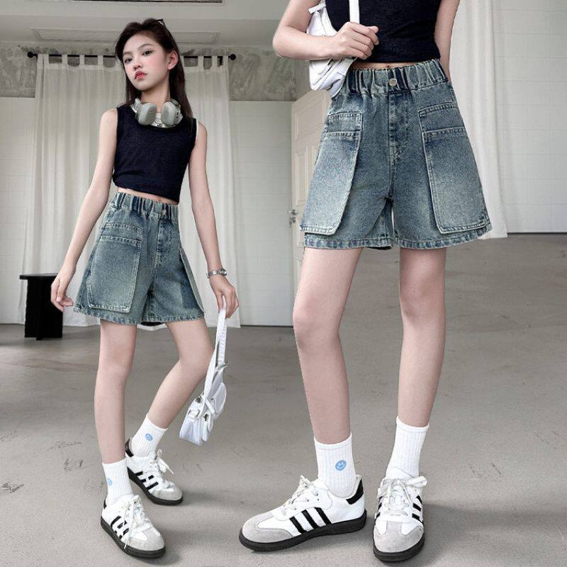 女童牛仔短裤夏季时尚潮酷女大童五分裤韩版休闲百搭女孩夏天裤子