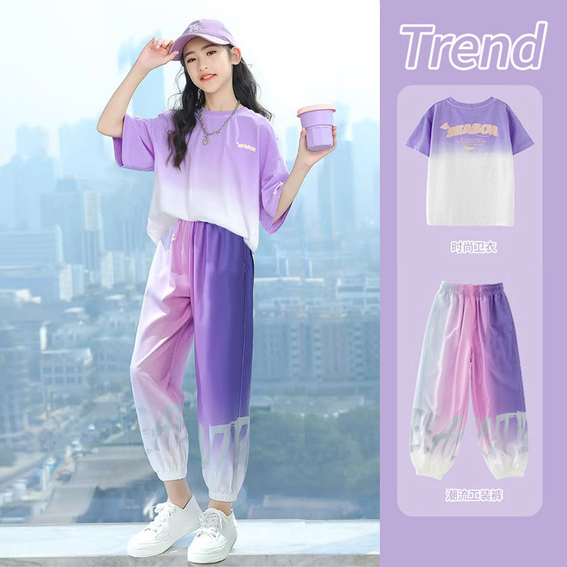 初中女生夏装套装女大童宽松薄款运动服女童夏季短袖裤子两件套