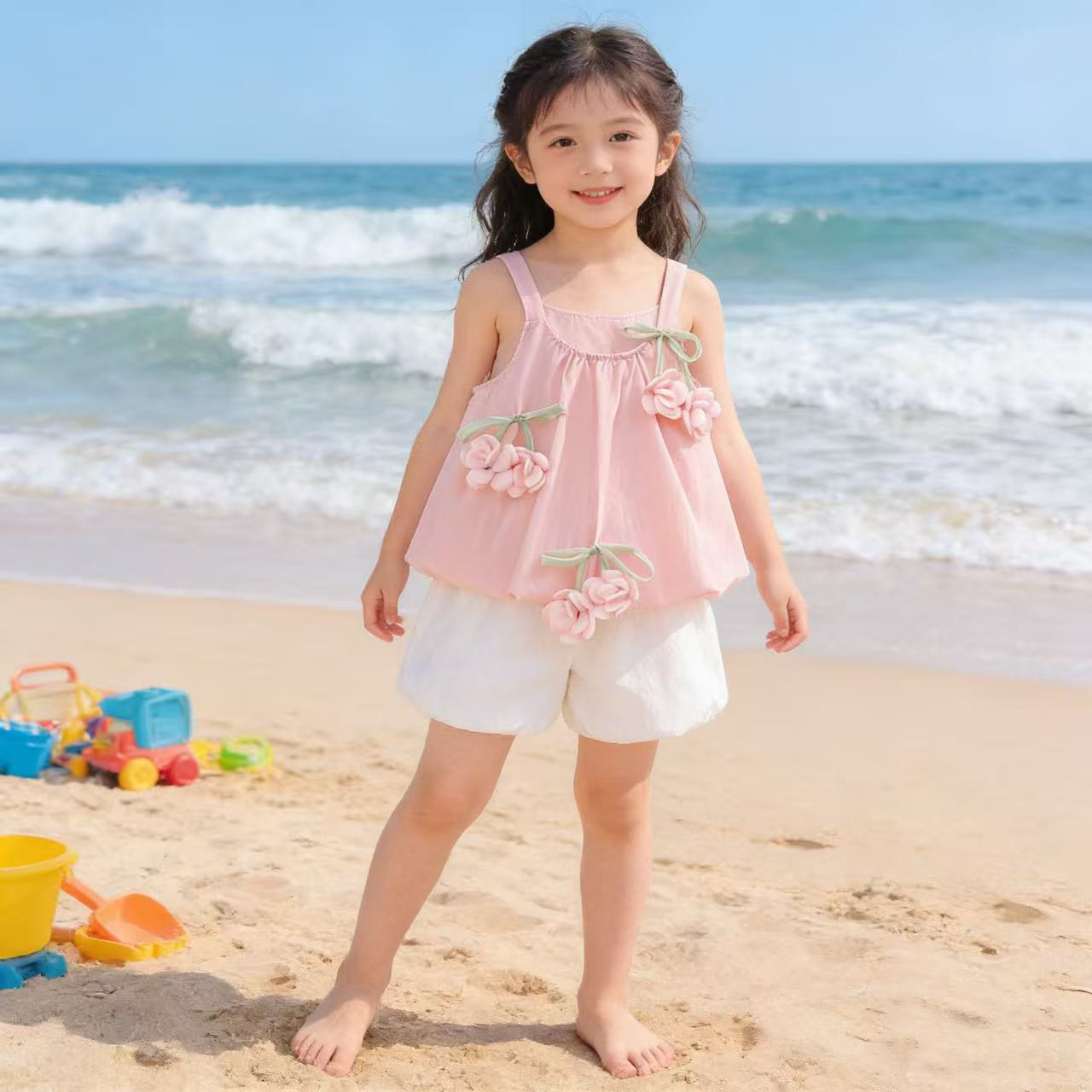 婴儿衣服夏季超好看女童吊带短裤套装八9十个月一两3岁女宝宝夏装