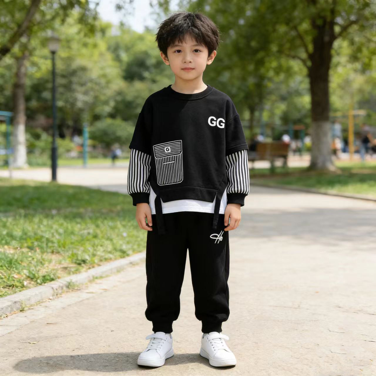 男童春季套装2026新款痞帅男孩卫衣裤子两件套韩版男宝春秋装衣服