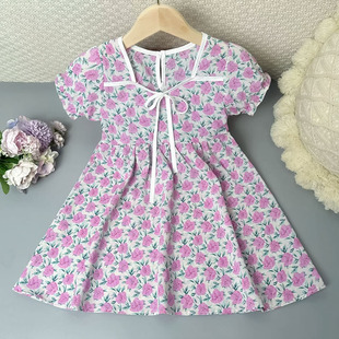 女童夏季连衣裙宽松薄款女宝洋气碎花裙三四五六岁女孩夏装公主裙