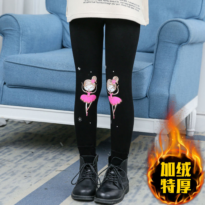 女童冬季加绒加厚打底裤踩脚双层特厚保暖裤女孩冬装洋气外穿棉裤
