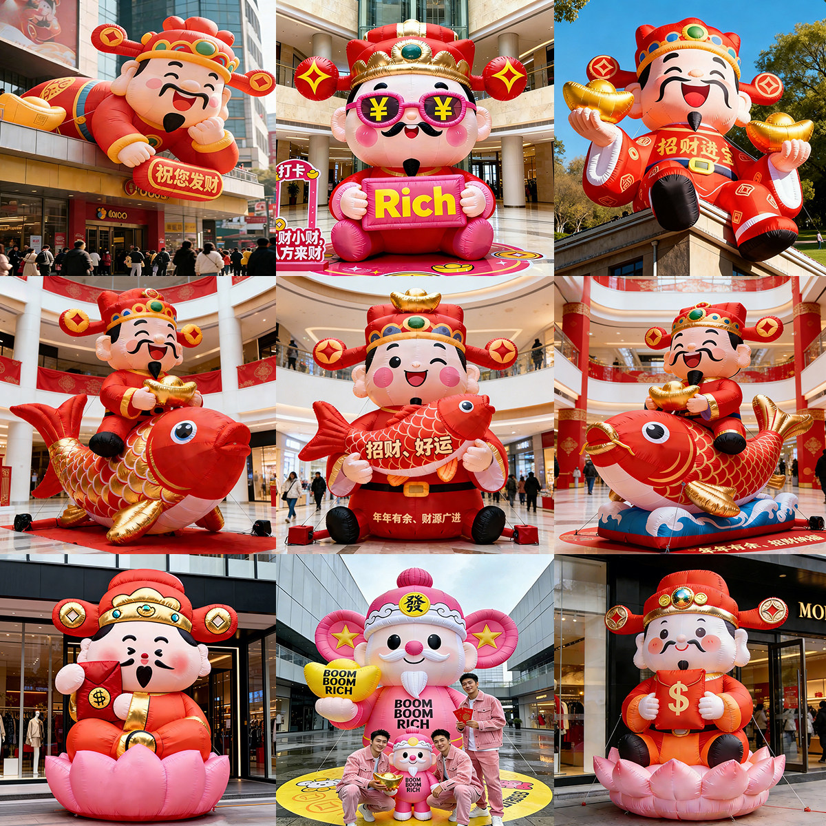 中秋财神爷大型充气人偶户外庆典