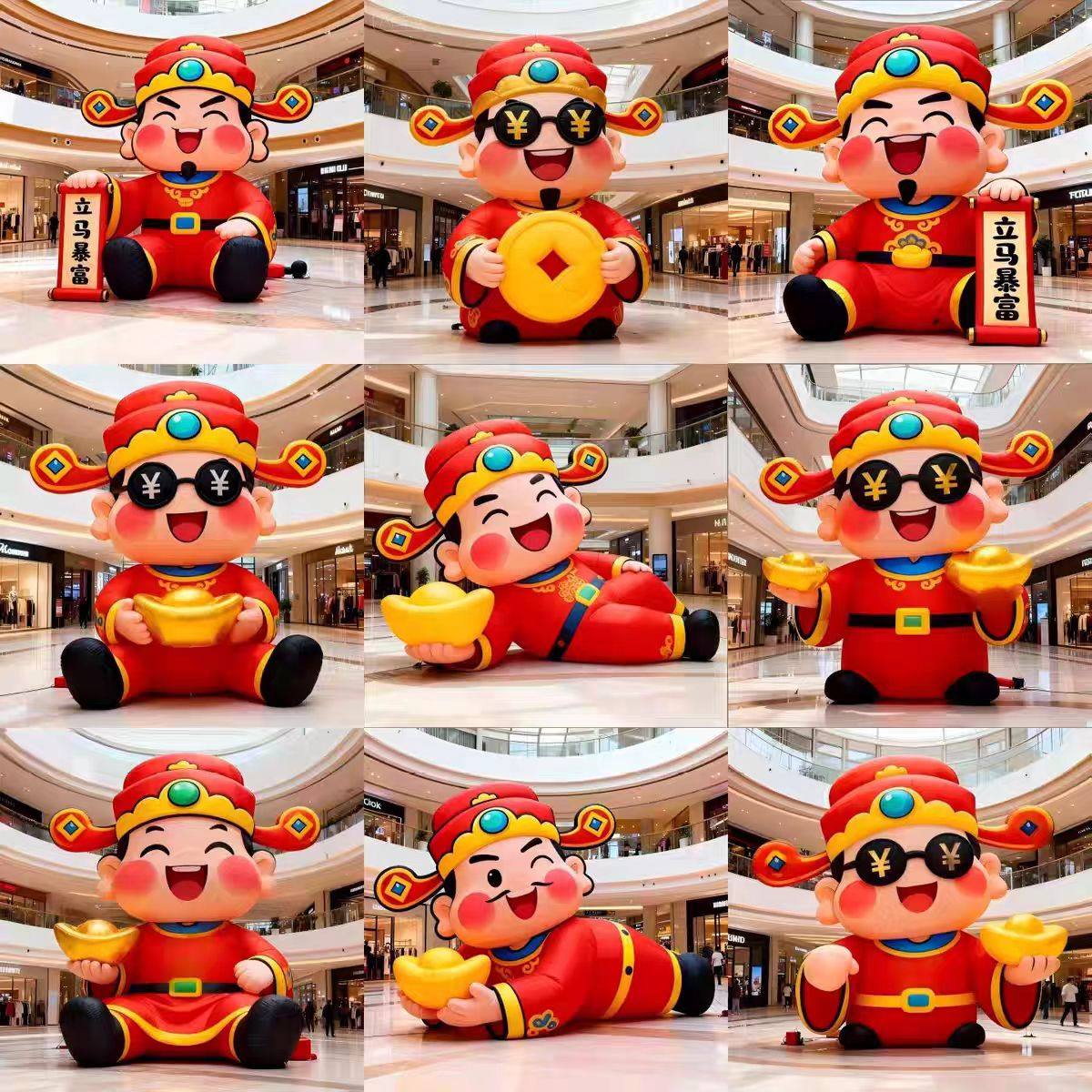 马年财神爷气模充气公仔商城美陈新年新春装饰春节活动迎春人偶