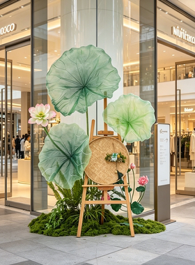 荷花荷叶主题商场美陈装饰品