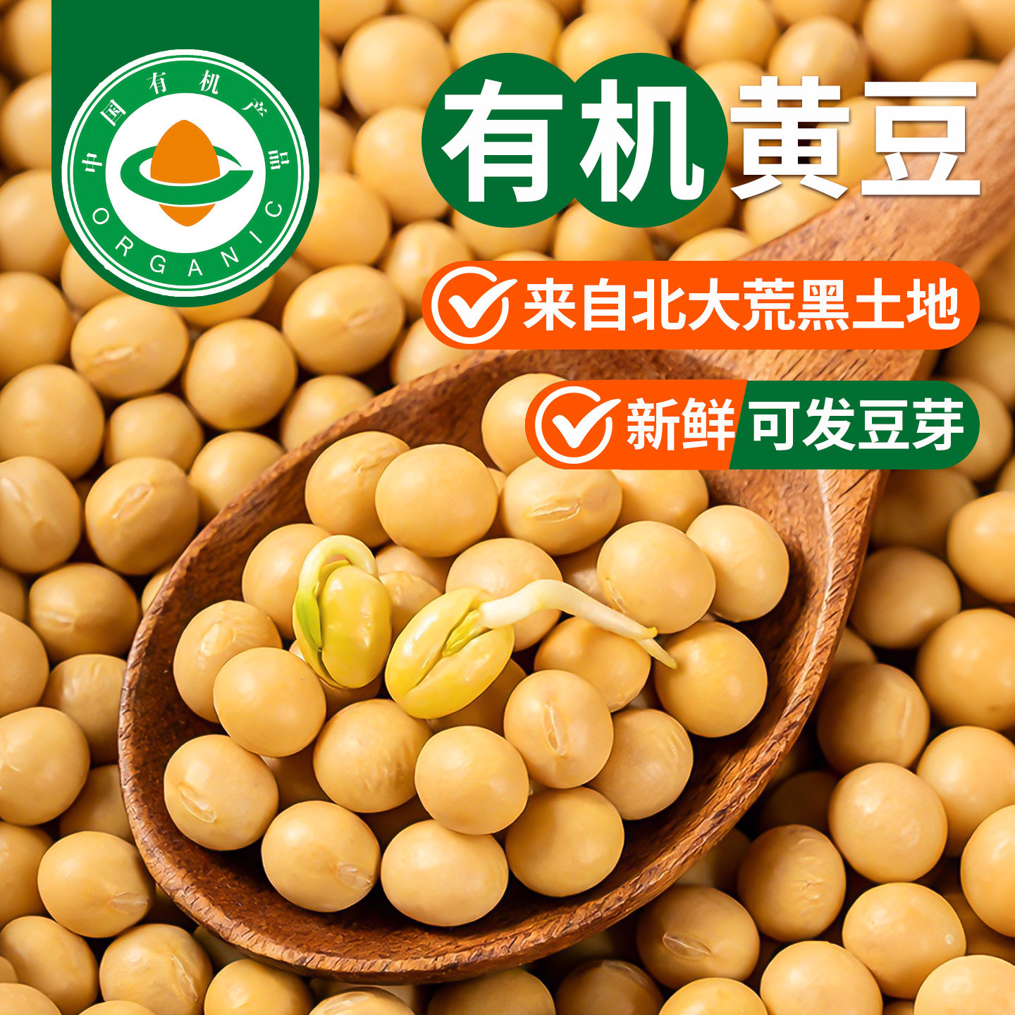 东北非转基因有机黄豆北大荒新鲜可发芽有机可溯源大豆官方旗舰店