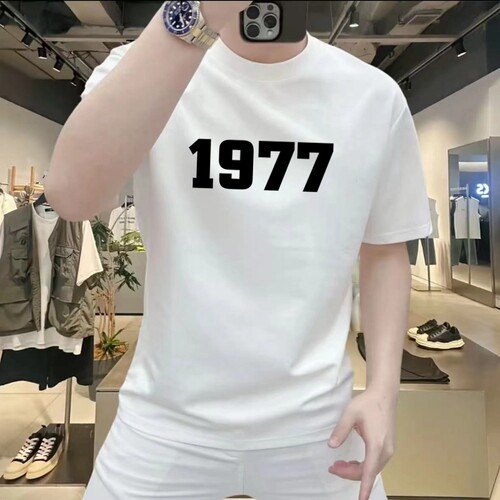 潮牌1977数字印花重磅纯棉T恤