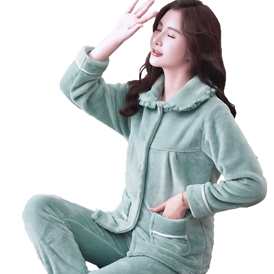 加厚珊瑚绒家居服保暖新品中老年