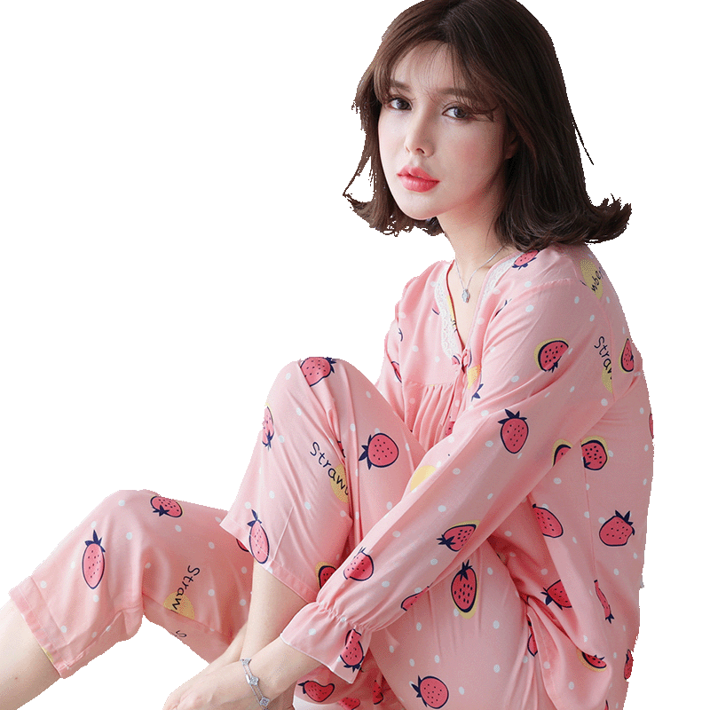 棉绸长袖宽松大码套头韩版家居服