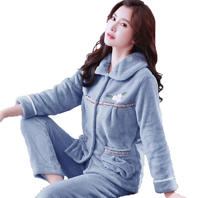 秋冬季珊瑚绒家居服加厚保暖女士