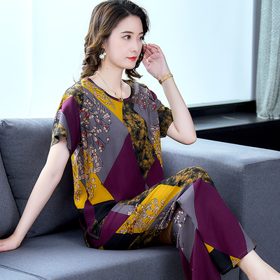 中老年人女士棉绸洋气大码两件套