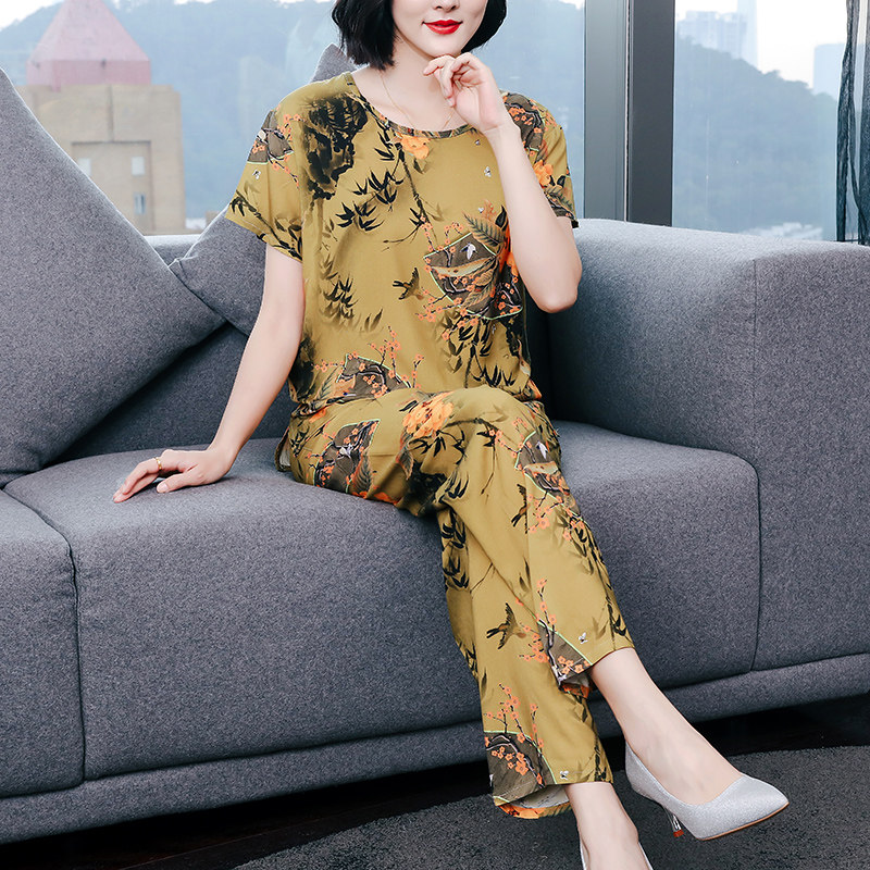 中老年妈妈女士棉绸睡衣夏季新款
