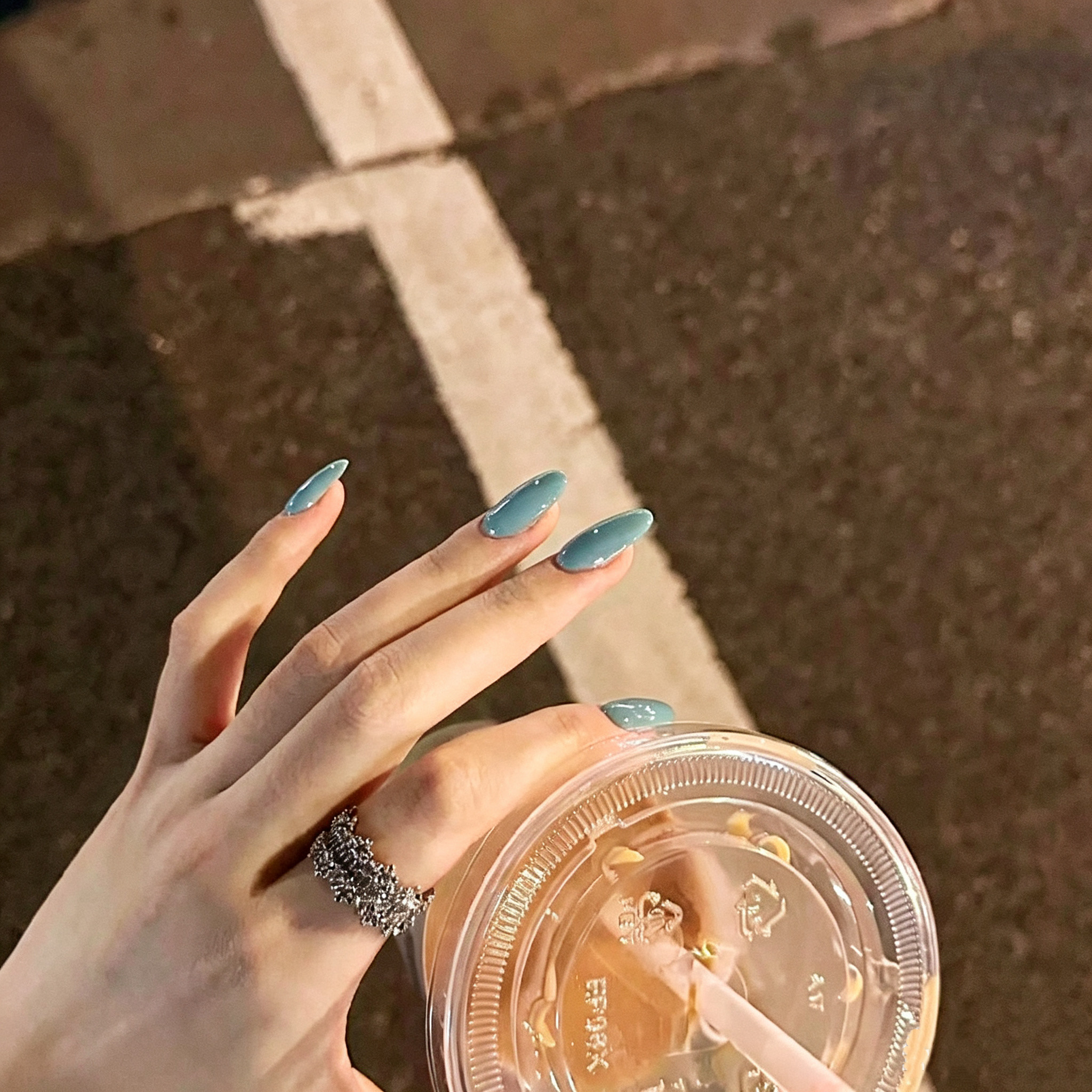 绿松石复古手工穿戴甲气质新款美甲纯色高级蓝色显白美甲ins短款