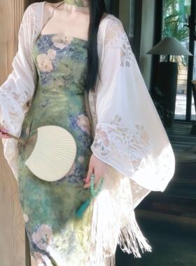 国风流苏提花披肩女外搭