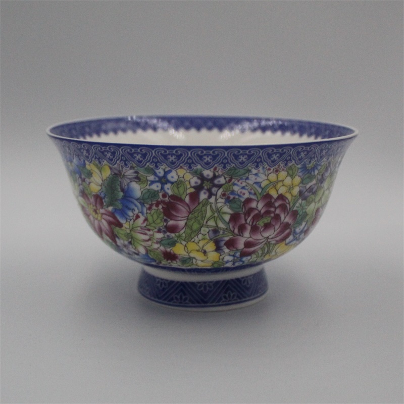 清乾隆青花斗彩粉彩小号万花碗 家居用品老货 仿古瓷器 古董古玩