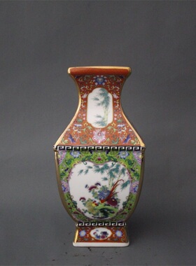 景德镇珐琅彩花鸟展柜家居装饰