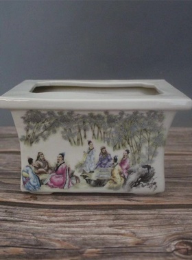 景德镇民国粉彩山羊开泰菖蒲陶瓷