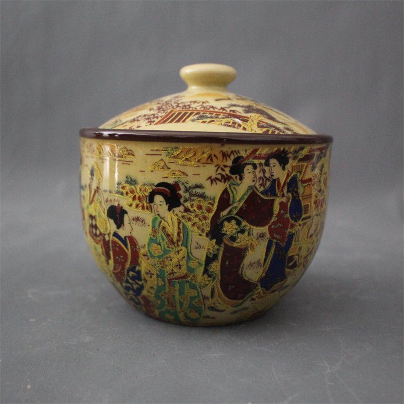 景德镇仿古瓷器乾隆粉彩人物仕女图盖罐家居装饰摆件展柜收藏做旧