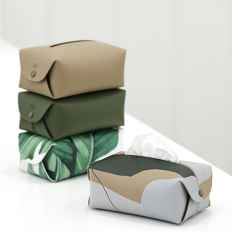 抽纸盒北欧轻奢客厅皮质纸巾盒