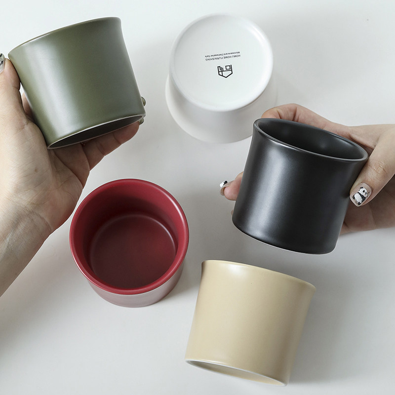 纯色陶瓷咖啡杯大口拉花杯