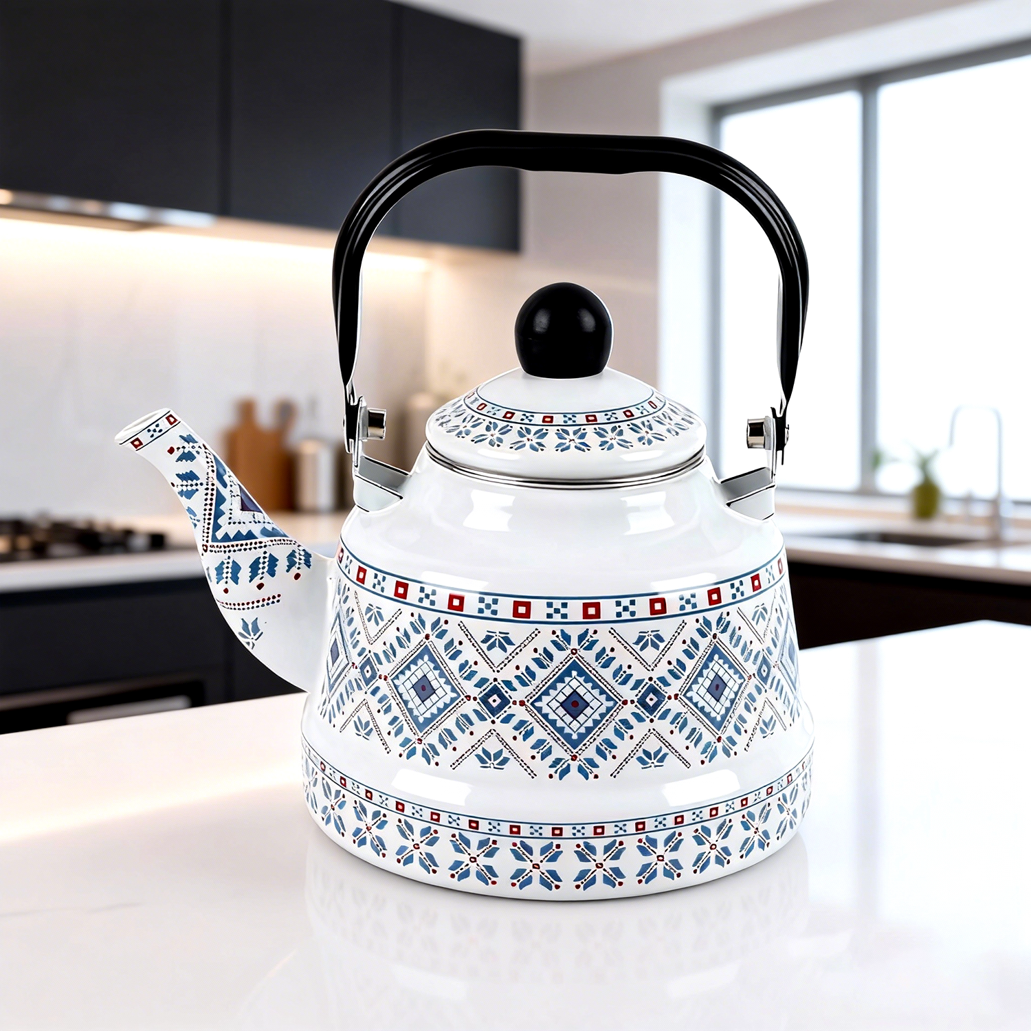 搪瓷凉水壶珐琅瓷茶壶家用烧水壶电磁炉燃气用清新碎花加厚搪瓷壶