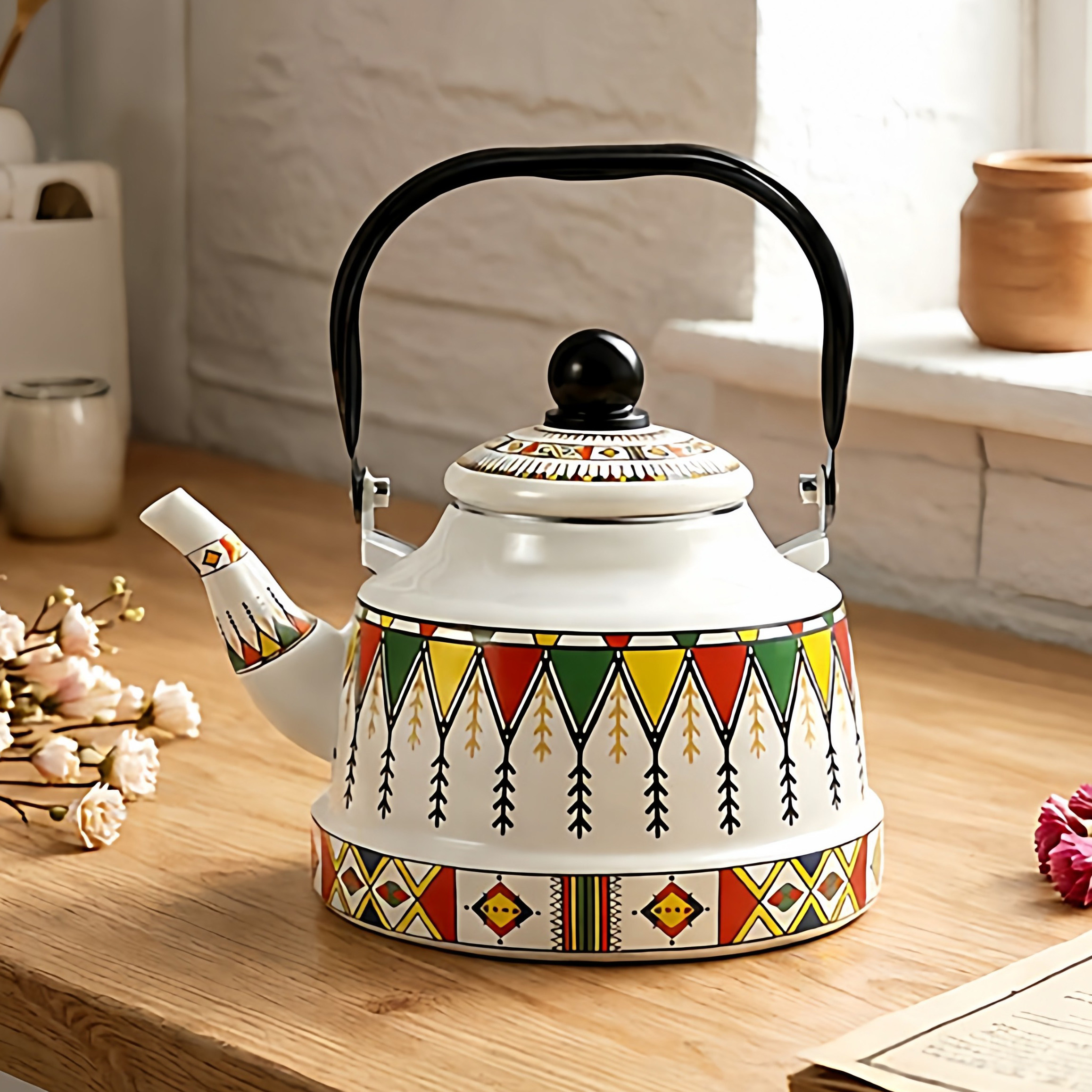 搪瓷烧水壶时尚花型珐琅瓷壶煮花茶中药壶耐高温壶明火电陶炉通用,厨房/烹饪用具,烧水壶,淘宝优惠券,粉丝福利购,淘宝优惠卷