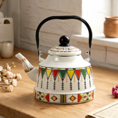 搪瓷烧水壶时尚 花型珐琅瓷壶煮花茶中药壶耐高温壶明火电陶炉通用