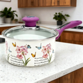 搪瓷锅加厚韩式 珐琅奶锅单柄搪瓷小汤锅电磁炉燃气通用锅18cm 时尚