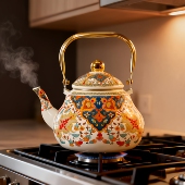 西域风搪瓷壶珐琅瓷烧水壶民族风奶茶壶客厅时尚 茶壶俄罗斯风情壶