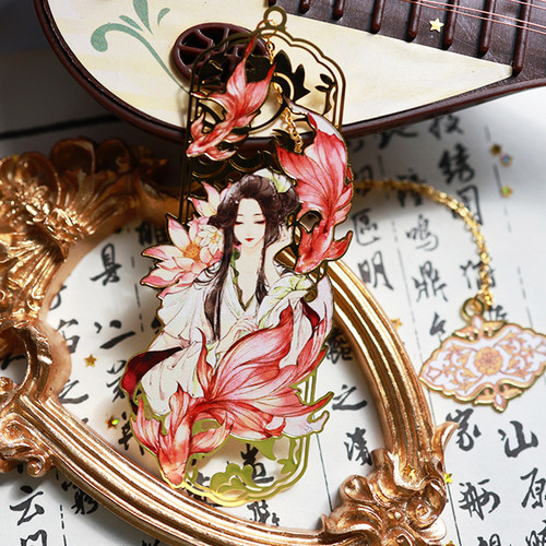 叻普哒中国古风手绘插画金属书签