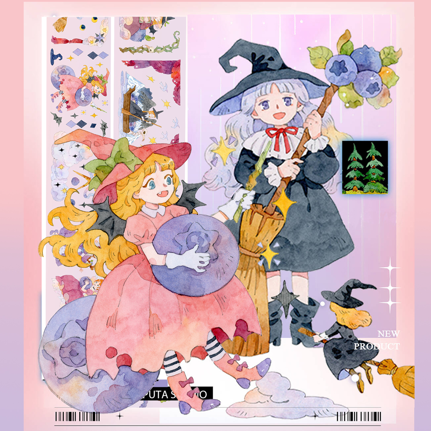 叻普哒蓝莓可爱魔女切模手帐胶带