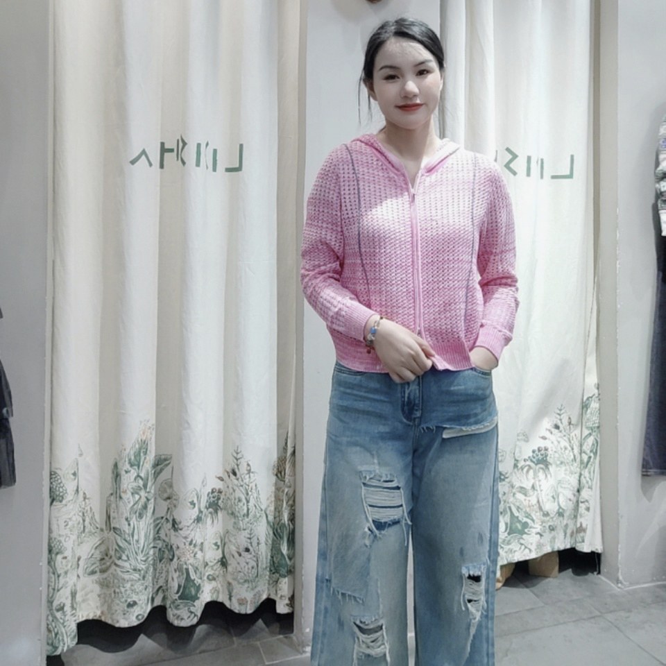 破洞阔腿牛仔裤女新款 高腰显瘦牛仔裤