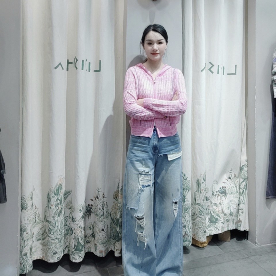糖果色连帽拉链针织开衫女新款休毛针织衫
