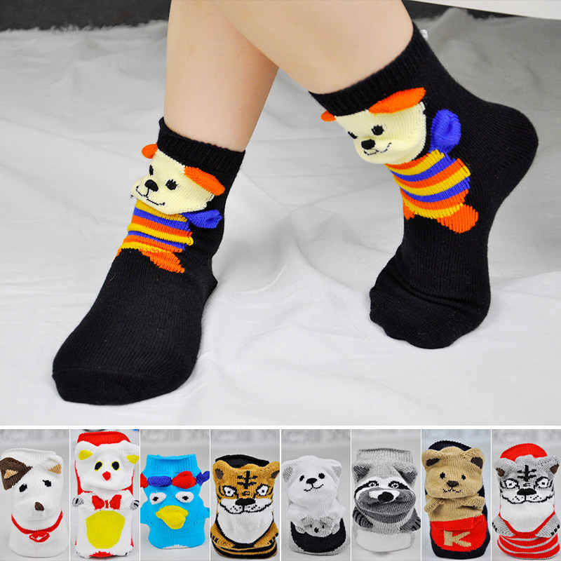 再尚秀 可爱动物袜子女韩国日系卡通立体中筒袜韩版学院风女袜
