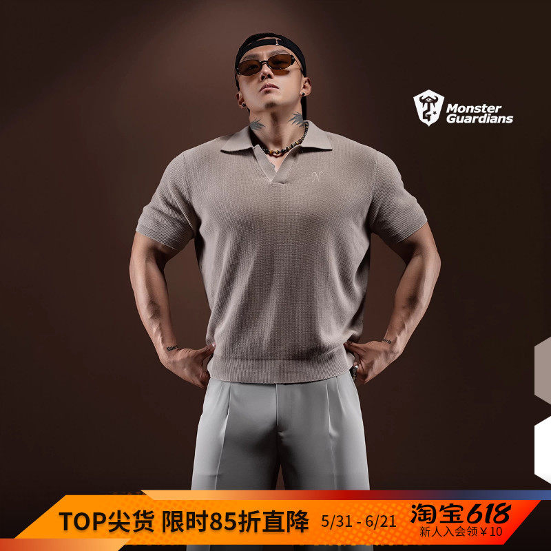 Monster Guardians N系列春夏老钱风运动短袖复古polo马球衫男
